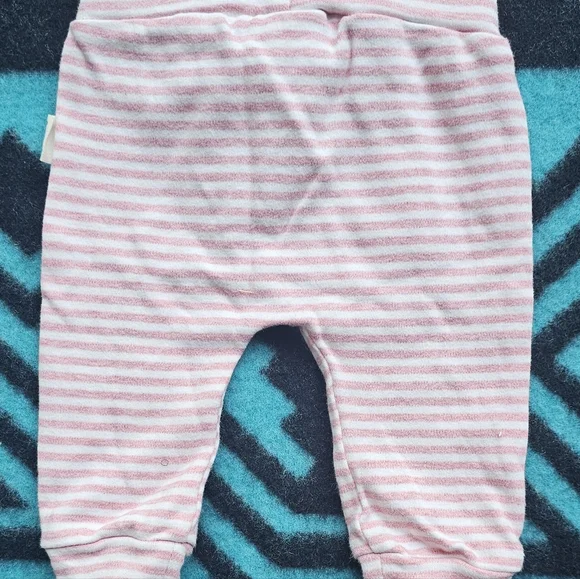 Emily & Oliver Rabbit Bear Girls Organic Cotton Striped Pull On Pants 0-3 Months - Picture 3 of 4